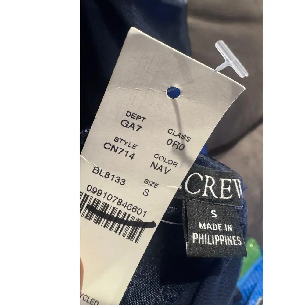 J. Crew Womens Petite Cosmo Pant Stretch In Luster Charmeuse Navy Size S NWT
